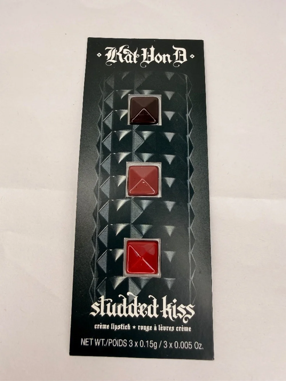 Kat Von D Studded Kiss Creme Lipstick Sample Set Outlaw Lolita Vampira NEW - Picture 1 of 2